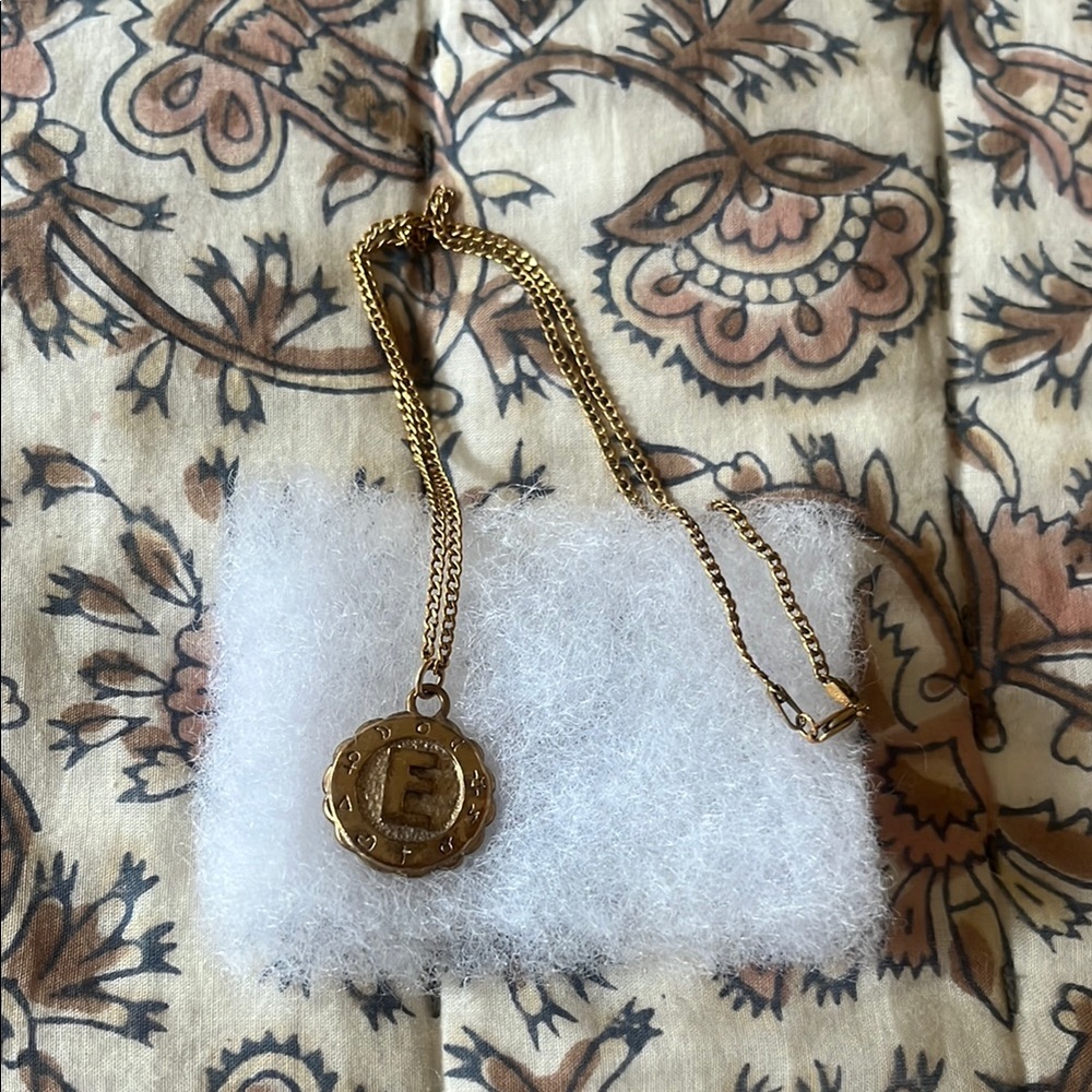 Gold Pendant “E” Necklace